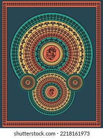 Mandala art showing Ganapati and Ganesha, Indian style Mandala Painting, illustration, vector