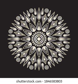 A mandala art in silver  color