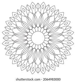 Las páginas de arte Mandala son simples para los adultos. Composición circular abstracta. Patrones blanco y negro. Patrones de Mandala para principiantes.