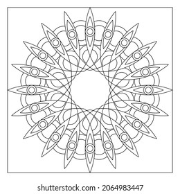 Mandala art simple coloring pages for adults. Abstract circular composition. Black and white patterns. Mandala patterns for beginneers.