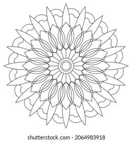 Las páginas de arte Mandala son simples para los adultos. Composición circular abstracta. Patrones blanco y negro. Patrones de Mandala para principiantes.