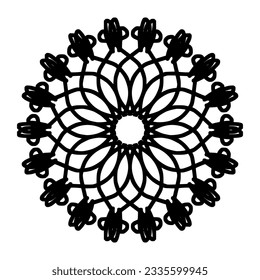 arte mandala con un concepto sencillo y elegante. líneas abstractas negras. adecuado para la decoración, papel pintado, adorno, fondo, etc. Diseño vectorial sustituible. arte de pared de mandala metálica. colgaduras de pared.