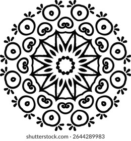Mandala Art Therapy Circular Pattern in Form of Mandala With Flower for Henna, Mehndi, Tattoo, Decoration Decorative Ornament in Ethnic Oriental Style.