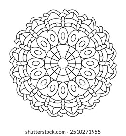 Diseño de Vector de arte Mandala. Forma circular geométrica abstracta del dibujo del mandala del cordón para colorear la página del libro aislada en color blanco