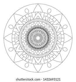 Mandala art vector design. Vintage decorative elements. Oriental pattern, vector illustration. Islam, Arabic, Indian, moroccan,spain, turkish, pakistan, chinese, mystic. Yoga Coloring book page