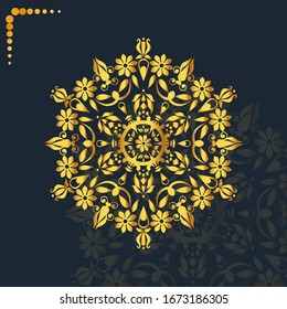 Mandala Art Vector Illustration. Golden Vector Mandala