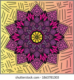 Ilustración vectorial de arte Mandala. Estilo Zentangle.