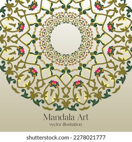 Elementos decorativos de Mandala Art. Patrón oriental, ilustración vectorial. Diseño islámico, árabe