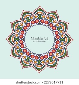 Elementos decorativos de Mandala Art. Patrón oriental, ilustración vectorial. Diseño islámico, árabe