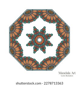 Elementos decorativos de Mandala Art. Patrón oriental, ilustración vectorial. Diseño islámico, árabe.