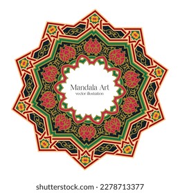 Elementos decorativos de Mandala Art. Patrón oriental, ilustración vectorial. Diseño islámico, árabe.