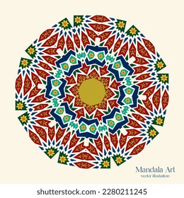 Elementos decorativos de Mandala Art. Patrón oriental, ilustración vectorial. Diseño islámico, árabe.