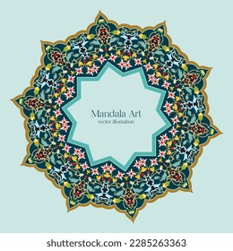 Elementos decorativos de Mandala Art. Patrón oriental, ilustración vectorial. Diseño islámico, árabe.