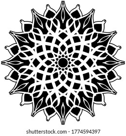 Mandala art, vintage vector style, plain black, Round Ethnic Patterns in Moroccan, Indian, Islamic, Chinese Post, Nepali or Arabic Style. Decor. Zentangle Mandala