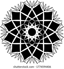 Mandala art, vintage vector style, plain black, Round Ethnic Patterns in Moroccan, Indian, Islamic, Chinese Post, Nepali or Arabic Style. Decor. Zentangle Mandala