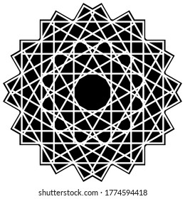 Mandala art, vintage vector style, plain black, Round Ethnic Patterns in Moroccan, Indian, Islamic, Chinese Post, Nepali or Arabic Style. Decor. Zentangle Mandala