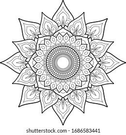 Mandala Art in Zentangle Style for Meditation, Color Therapy, Adult Coloring Pages, Stress Relief and relaxation  