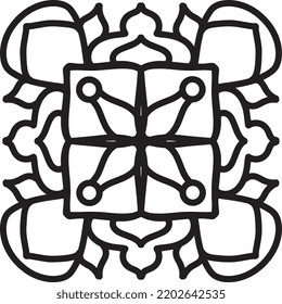 Mandala art.Black and white mandala design and Geometric pattern in form of mandala for Coloring book pages,Relaxation and Meditation,Henna,Mehndi,Tattoo,Vector illustration,Oriental decoration style.