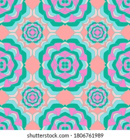 Mandala artistic seamless pattern. Floral muslim motif vector design. Abstract flower chakra tile ornament. Ethnic floral batik print. Endless medallion background seamless pattern.
