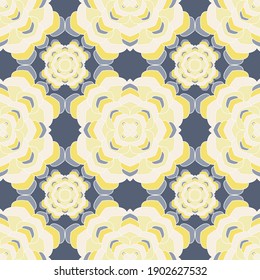 Mandala artistic seamless pattern. Floral african motif vector design. Abstract flower mandala tile ornament. Ethnic floral batik print. Endless medallion background seamless pattern.