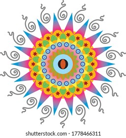 Mandala arts free vector colorful