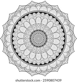 Mandala arts. Intricate Rounded Mandala Coloring Page - Relaxing and Detailed Design for Mindful Creativity