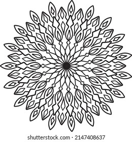 Obra artística de Mandala para el diseño, el colorido, el arte en blanco y negro