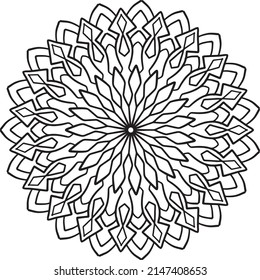 Obra artística de Mandala para el diseño, el colorido, el arte en blanco y negro