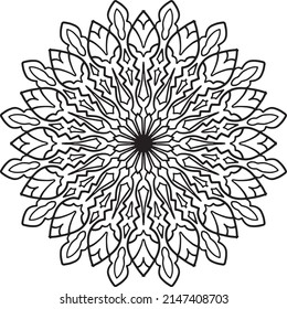 Obra artística de Mandala para el diseño, el colorido, el arte en blanco y negro