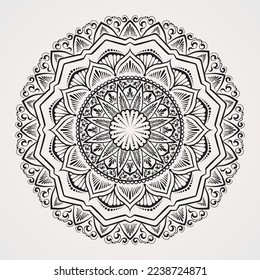 Mandala artwork for henna needs, tattoos, coloring, and others. with a flower shape 