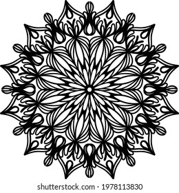 
Mandala artwork improvised background decoration with basic flowers and leaves