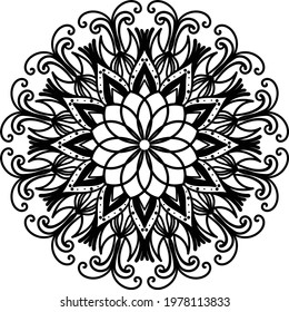
Mandala artwork improvised background decoration with basic flowers and leaves