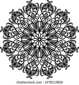 
Mandala artwork improvised background decoration with basic flowers and leaves