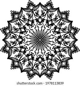 
Mandala artwork improvised background decoration with basic flowers and leaves