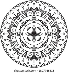 Mandala with Aztec design including stripes, circles and arches