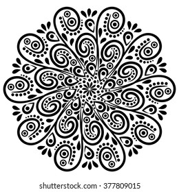 Mandala background art tribal medallion vector yoga tibetan flower pattern ottoman decorative element, chakra kaleidoscope india henna hands arabic mehndi graphic design vintage retro indian ornament