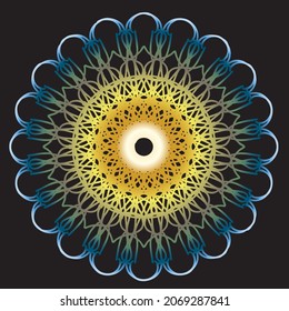 mandala background in black and gold color