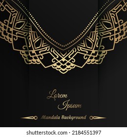 mandala background, black and gold, design vector
