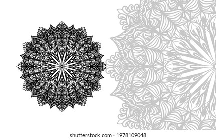Mandala Background with Black and white artwork vector