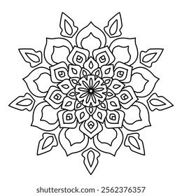 mandala background black and white outline for coloring 
