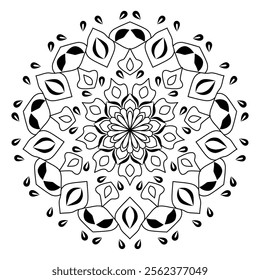 mandala background black and white outline for coloring 
