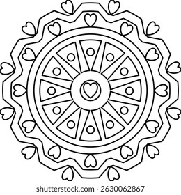 Fondo de mandala contorno blanco y negro para colorear 