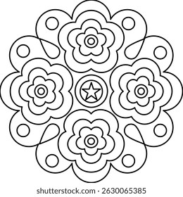 plano de fundo mandala preto e branco contorno para coloração 