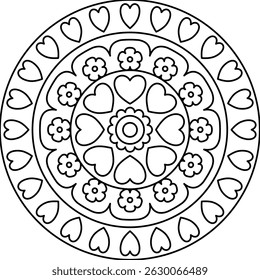 mandala background black and white outline for coloring 