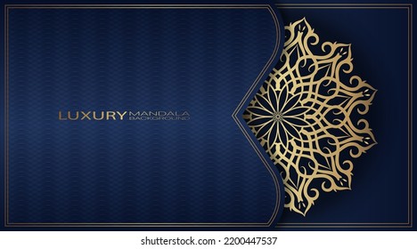 mandala background, blue and gold