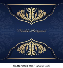 mandala background, blue and gold