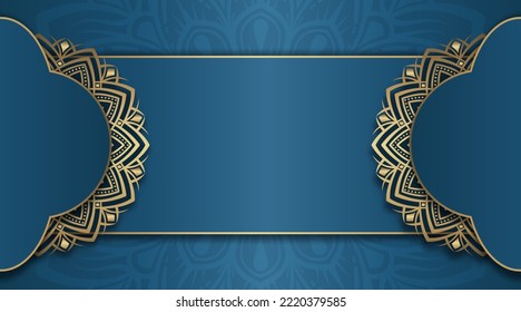 mandala background, blue and gold