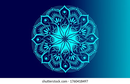 vector de gradación azul de fondo de mandala 