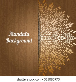 Mandala background. Bohemian style. Pattern with vintage round ornament, decorative indian medallion, abstract flower element. Henna vector design