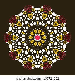 Mandala background, brown, yellow, pink and white